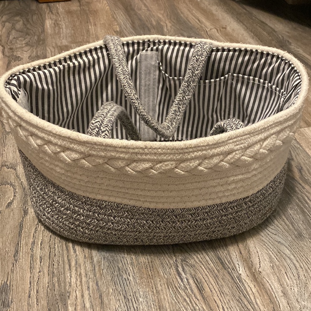 Gray & Cream Basket/Diaper Caddy - Picture 2 of 5
